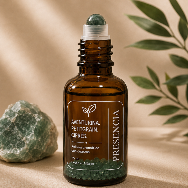 Presencia — Roll-On Aromático con Aceites Esenciales y Aventurina