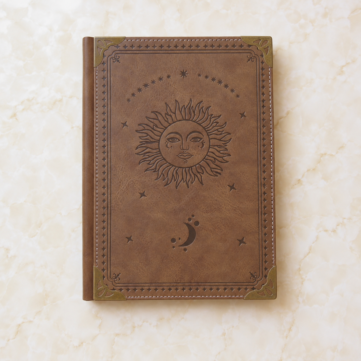 Cuaderno taupe Amanecer con diseño de sol y luna