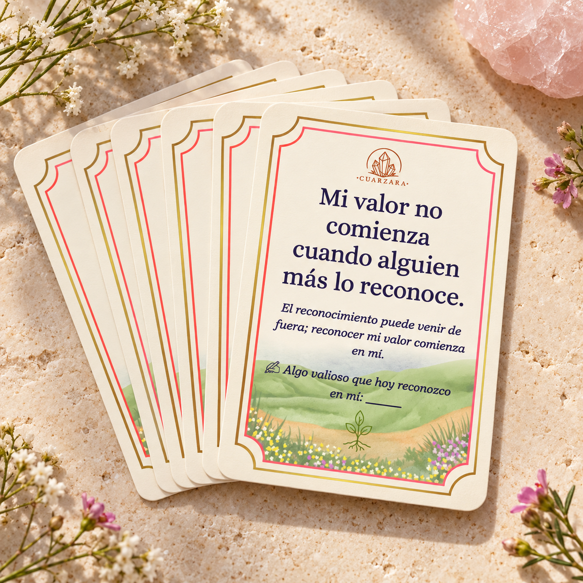 Siete Cartas de Afirmación Florecer con diseño aprobado