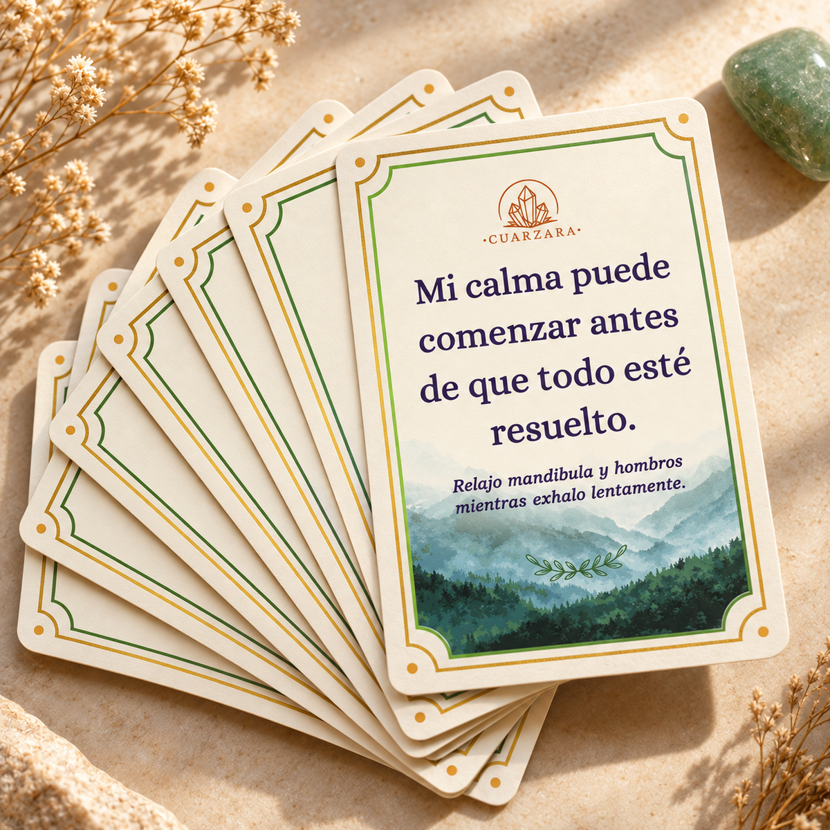 Siete Cartas de Afirmación Presencia con nuevo diseño de bosque
